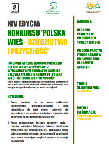 plakat XIV edycji konkursu polska wieś dziedzictwo i przyszłość